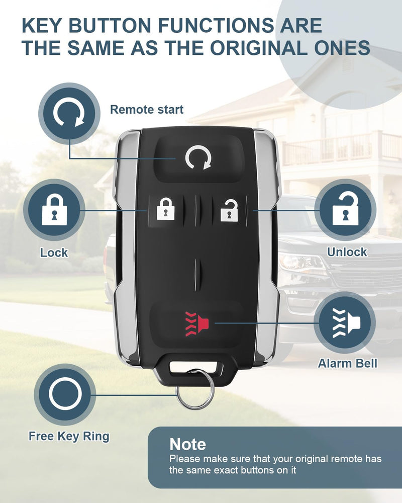 Key Fob Replacement for 2014-2020 Chevy Silverado 1500 2500 3500/2015-2021 Chevrolet Colorado/2015-2021 GMC Canyon/2014-2020 GMC Sierra, Keyless Entry Remote Control M3N-32337100 4-Button（Set of 2）