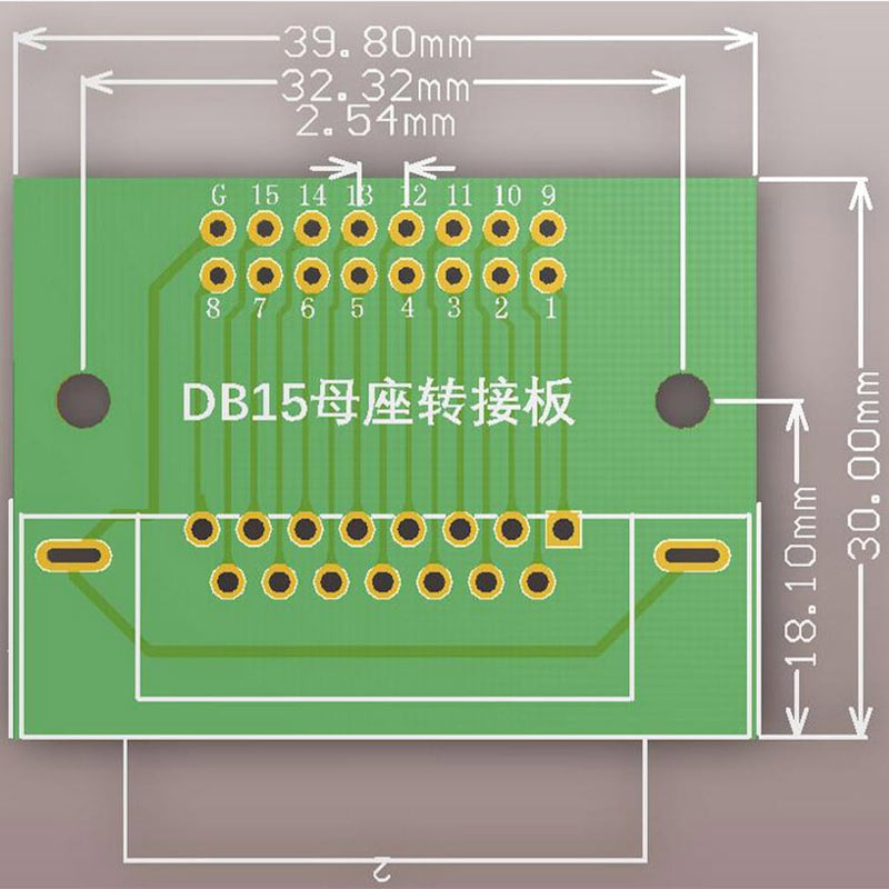 2Pcs DB15 Female Breakout Conversion Board, RS232 D-SUB Serial 15Pin to DIP 0.1” Pitch Bent Pin Test board for DB15 Serial Communication Prototyping or Troubleshooting