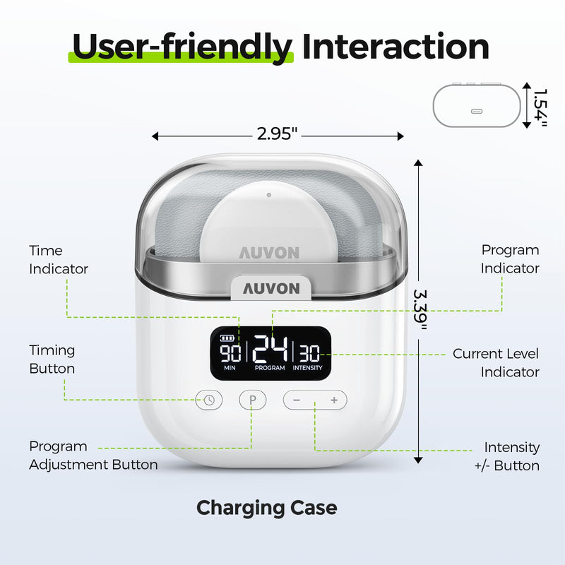 AUVON Wireless 24 Modes TENS Unit Muscle Stimulator for Pain Relief, Smart Rechargeable TENS Machine with Dual Size 6 TENS Pads for Physical Therapy, Pocket-Size TENS Device for Shoulder & Back Pain A White