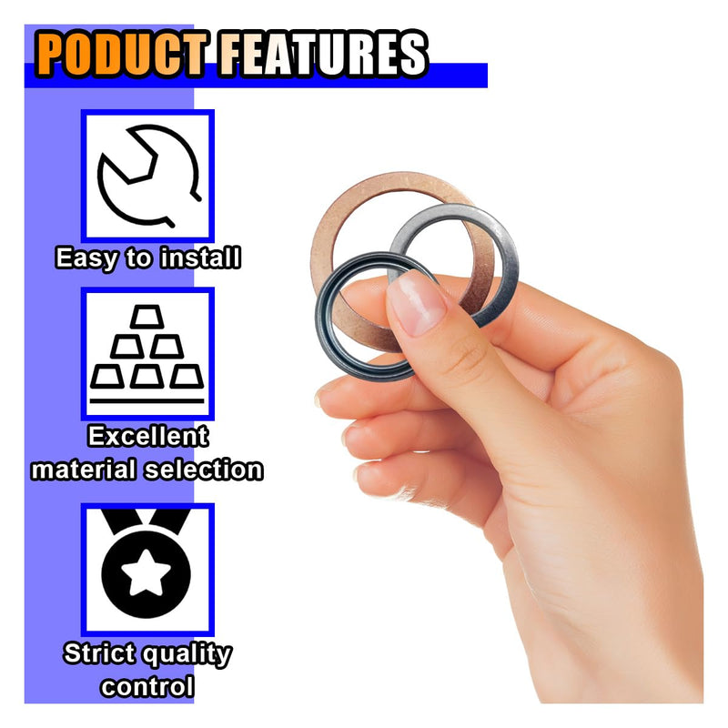 12Pcs Differential & Transfer Case Drain Plug Crush Washers Gaskets, Replacement OEM#9043024003, 1215710010, 90430A0003, Compatible with Most Vehicles