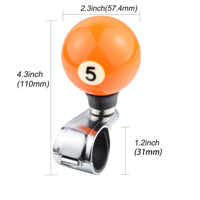 Arenbel 5 Billiard Steering Wheel Booster Car Turning Spinner Assist Grip Knob Handle Fit Most Vehicles Trucks Boats, Orange