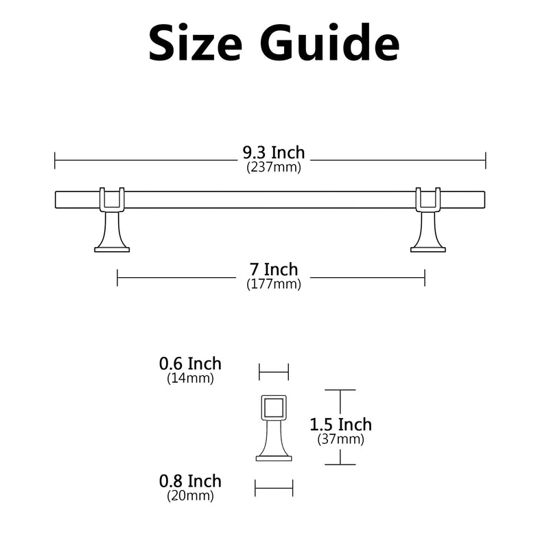 Alzassbg 6 Pack Gold Cabinet Pulls, 7 Inch(177mm) Hole Centers Kitchen Hardware Square Cabinet Handles for Cabinets and Drawers AL3094BB 7" Hole Center