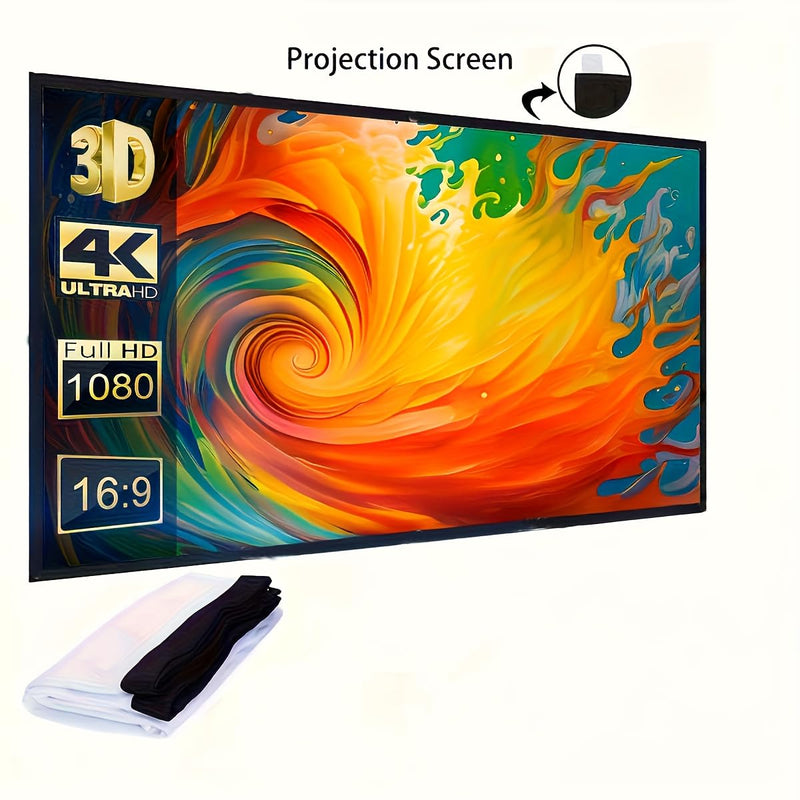 Multi-Size 60/84/100/120 Inch 4K Projector Display Screen, Portable Fold Washable Wrinkle Resistant Wall Screen for Home Theater & Business Presentation (100inch) 100inch