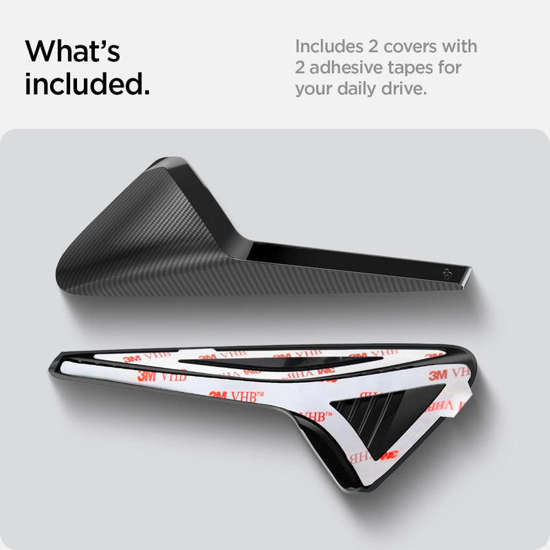 Spigen Side Camera Protection Cover for Tesla Model Y Juniper (2025/26) & Model 3 Highland (2024/25) - 2 Pack carbon