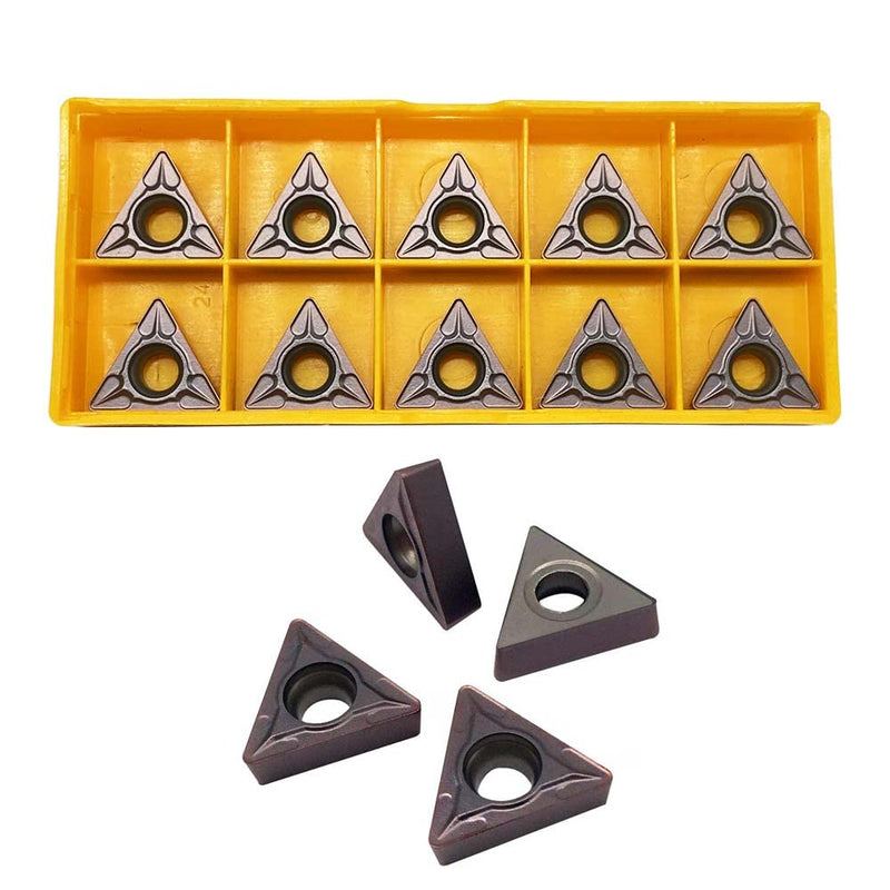 GBJ 10pcs TCMT32.52 TCMT16T308 Bronze R0.8 Carbide Inserts External Turning Inserts Cutting Tools for Steel Parts and Stainless Steel for STFCR Turning Tool Holder (TCMT32.52 (brozen)) 10PCS TCMT16T308 bronze