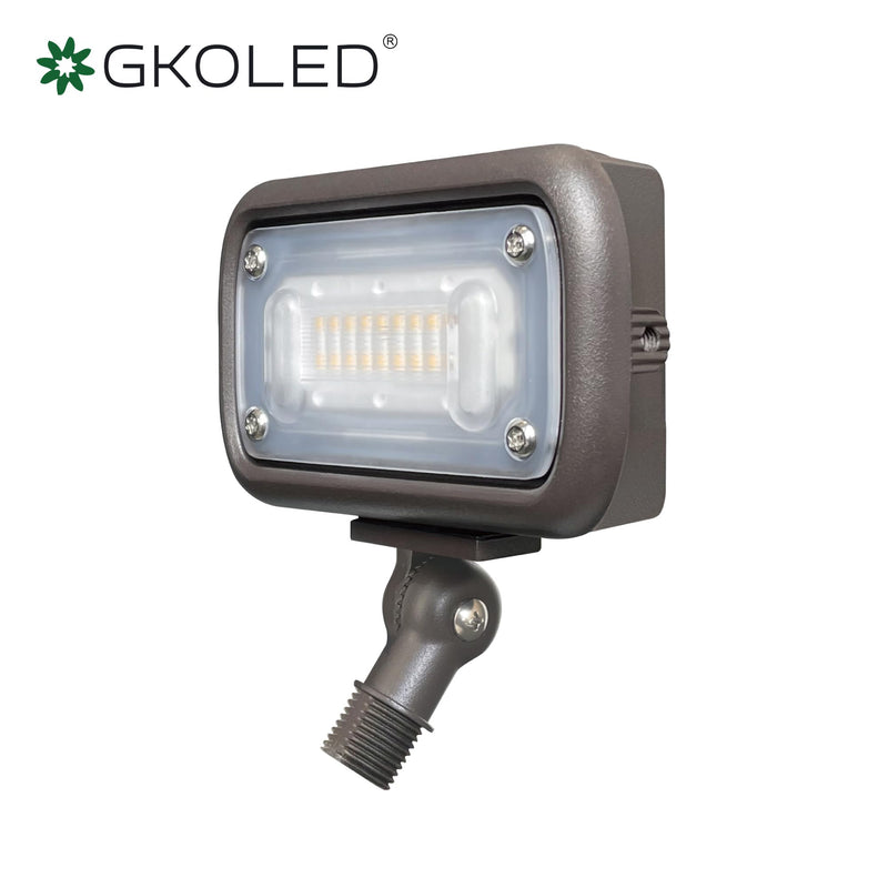 GKOLED 7W Outdoor LED Low Voltage Landscape Lighting Flood Light, 2700K, 550Lumen, 9-15V AC/DC, 1/2" Adjustable Knuckle Mount Square (no shield) 7W 1-PACK