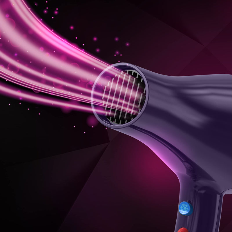 Wahl Ionic Style Hairdryer in Purple, Hairdryers for Women, Hair Dryer with Attachments, Adjustable Temperature, Three Heat Settings, Two Speed Settings, Fast Drying