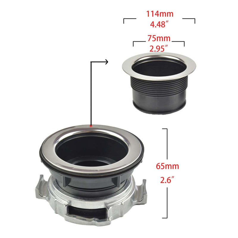 Garbage Disposal Mount Sink Flange Kit and Stopper for Waste King, Garbage Disposal Drain Assembly Kit, Rubber Flange and Drain Lock Nut for Waste King, Whirlaway Parts (114mm) Model : 1030