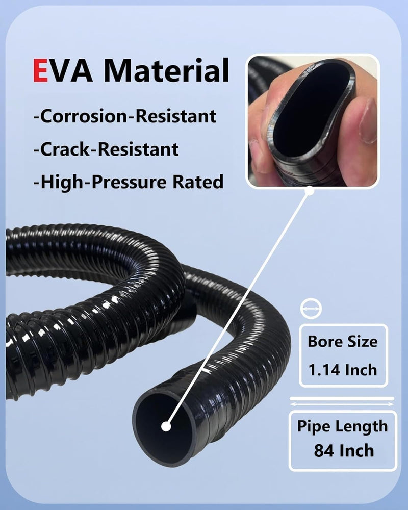 1-1/8inch Bilge Pump Hose Kit, Bilge Pump Installation Kit, 7 Ft of Kink-Free Flexible EVA Hose Includes 2 Hose Clamps and Thru-Hull Fittings 7ft Bilge Pump Hose Kit