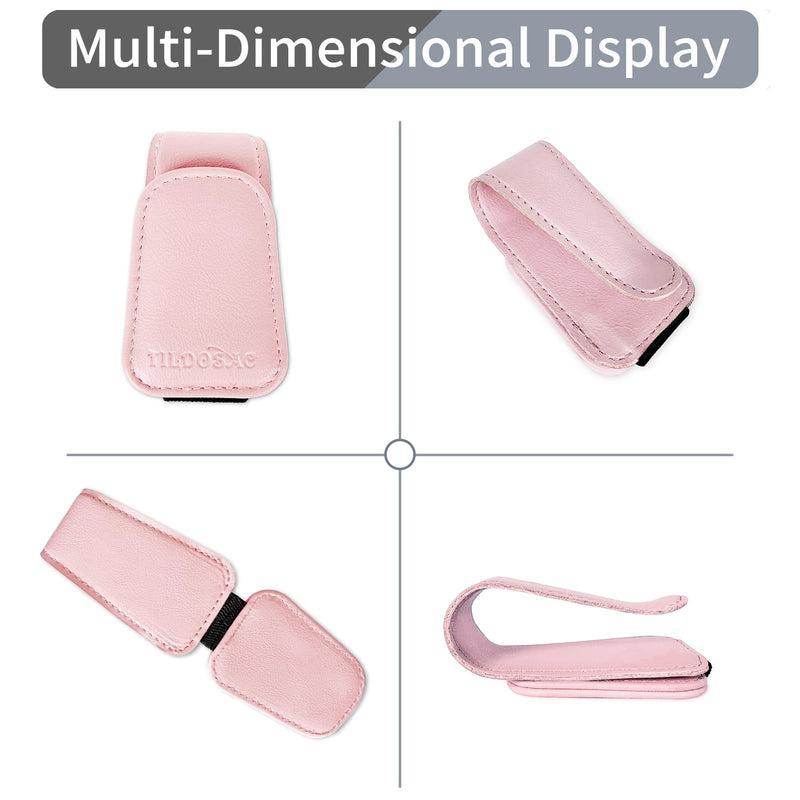 Sunglasses Holder for Car Visor, Leather Magnetic Sunglass Holder for Car with Clip, Pink