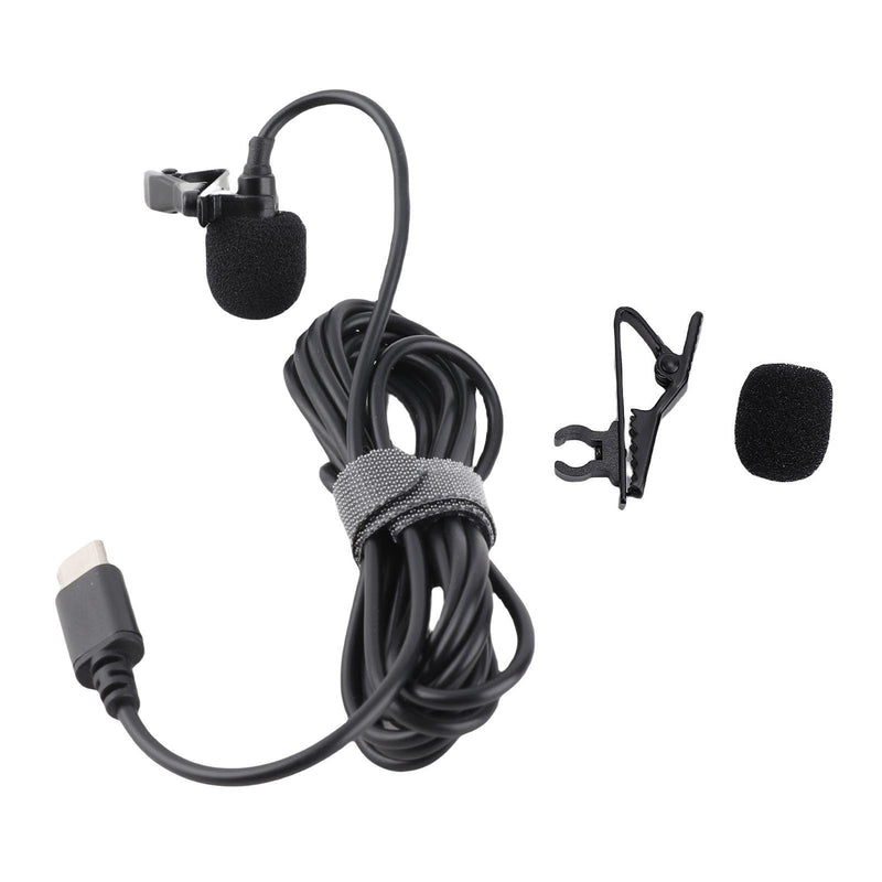 USB C Lavalier Microphone for Smartphone Recording, Wired Lapel Mic with Noise Reduction, Plug & Play Clip On Interview Mic for Video Online Class Game Live Streaming, Compact