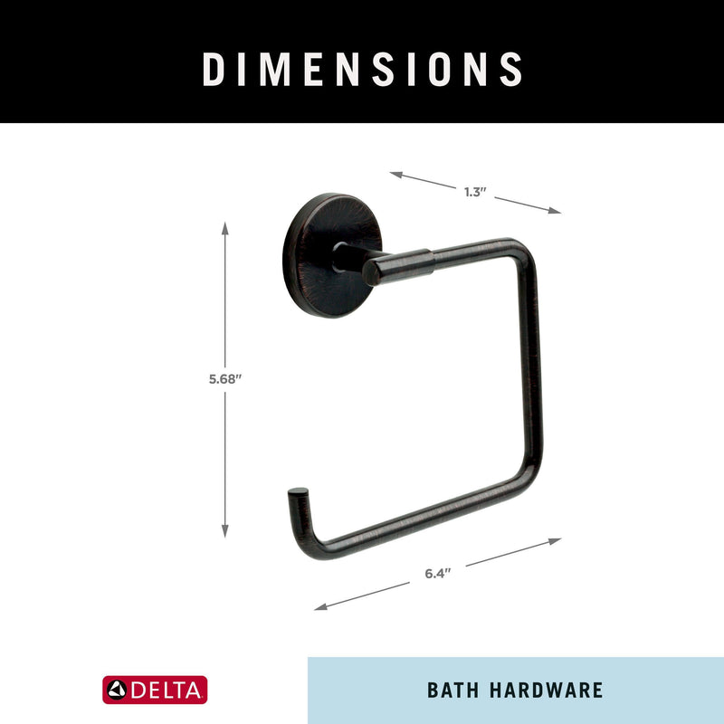 Delta Trinsic (1-Pack) Hand Towel Holder Venetian Bronze Towel Racks for Bathroom Wall Square Towel Ring Holder for Bath Towel Hanger for Kitchen, Bathroom Accessories 759460-RB