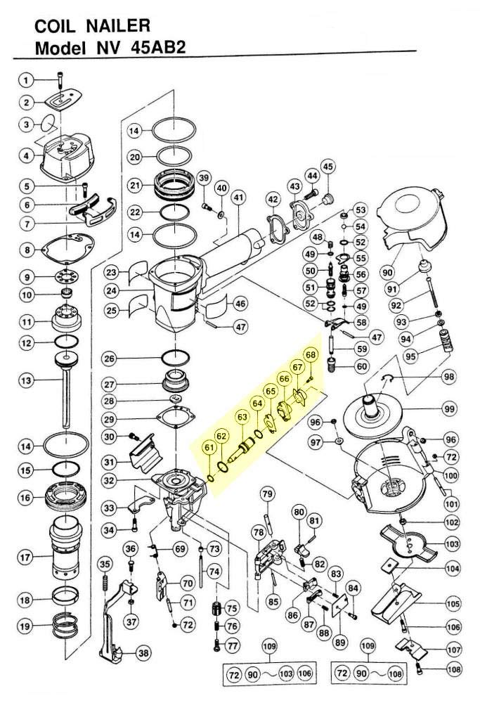 Feed Piston Set, Feed Piston Complete Eight Parts for Aftermarket Hitachi NV45AB2 Roofing