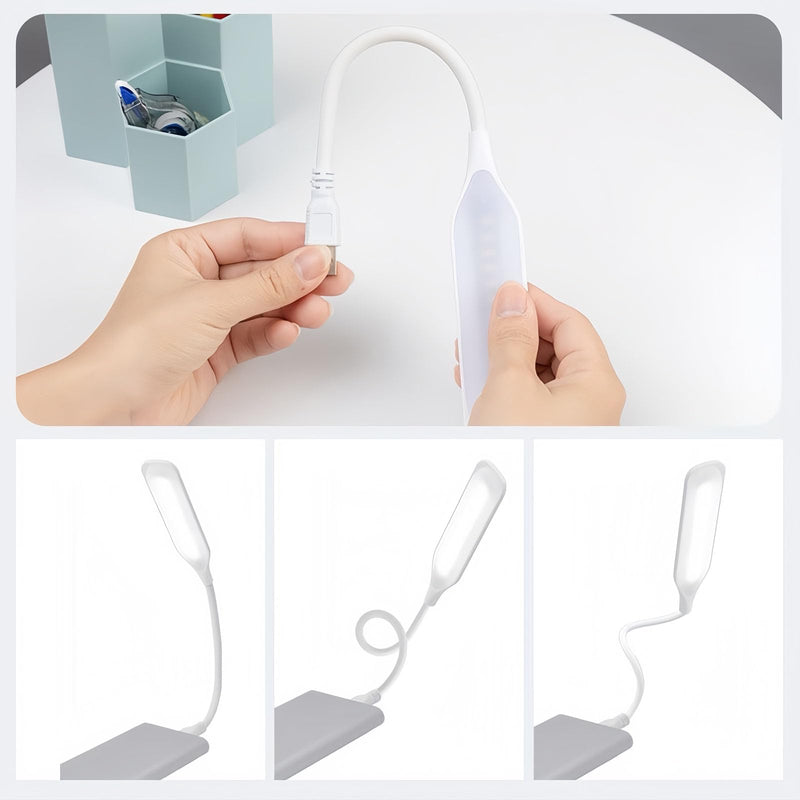 Flexible Foldable LED Reading Desk Lamp, USB Touch Portable Night Light Suitable for Bedroom Living Room Laptop Use