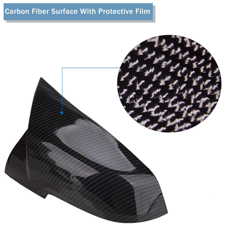 Door Rearview Mirror Cover Cap Carbon Fiber Replacement for BMW F20 F22 F30 F31 F32 F33 F36 F87 M2 X1 E84 328330i 335i 428i 435i - 2PCS (Carbon Fiber)