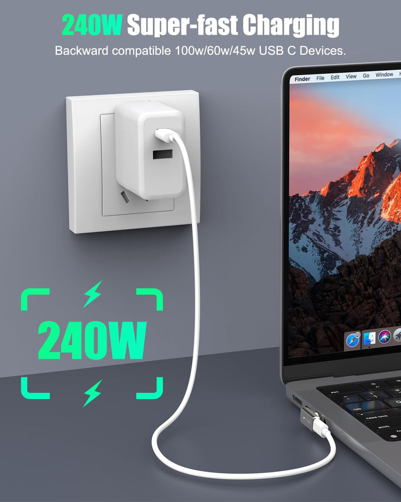 MoKo 240W USB C Magnetic Adapter, Right Angle Breakaway USB C Adapter, Flat | PD Fast Charge, USB4 40Gbps, 8K 60Hz Video, for Thunderbolt 3/4, MacBook Pro/Air/ROG Ally/Steam Deck/PS5