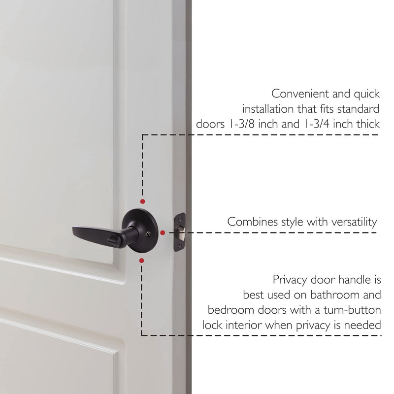 Design House 779140 Delavan Privacy Bed and Bath Door Lever Matte Black Bed & Bath Lock