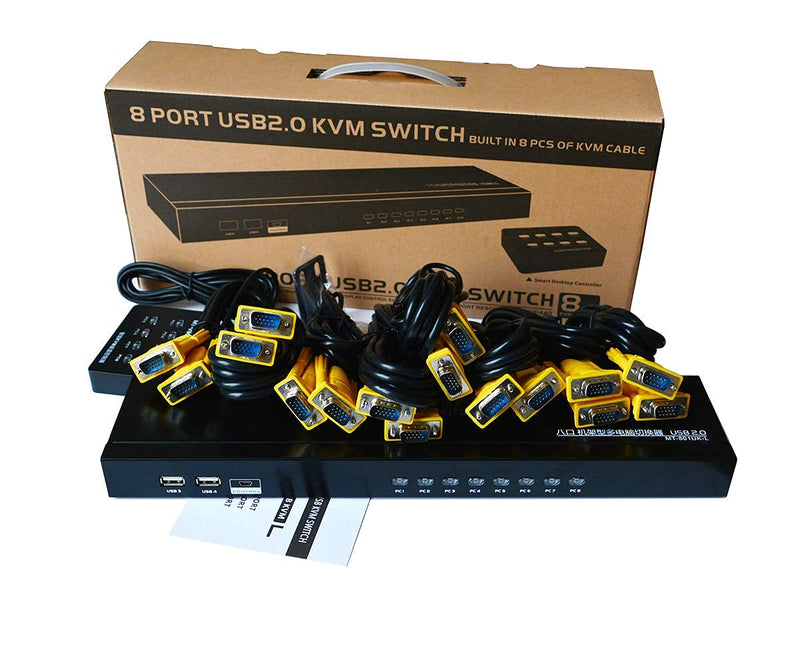 MT-VIKI 8 Port KVM Switch+ 16ft 2-in-1 VGA KVM Cable