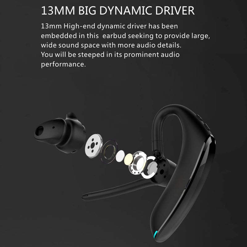 Single Ear Hanging Headphones, Bluetooth Headphones F910 Wrap Around Earphones Bluetooth 5.0 Single Ear Business Headphones with Noise Cancelling Microphone, for Sports