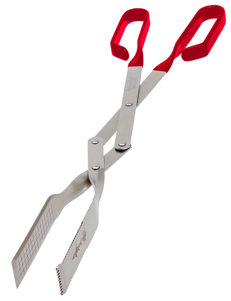 Shark BBQ Grill Tongs - 17 inch Red. Professional kitchen and outdoor grilling utensil. Long reach Barbeque Grilling Tongs. Ideal for steak, fish, burger, and sausage Red Long-reach