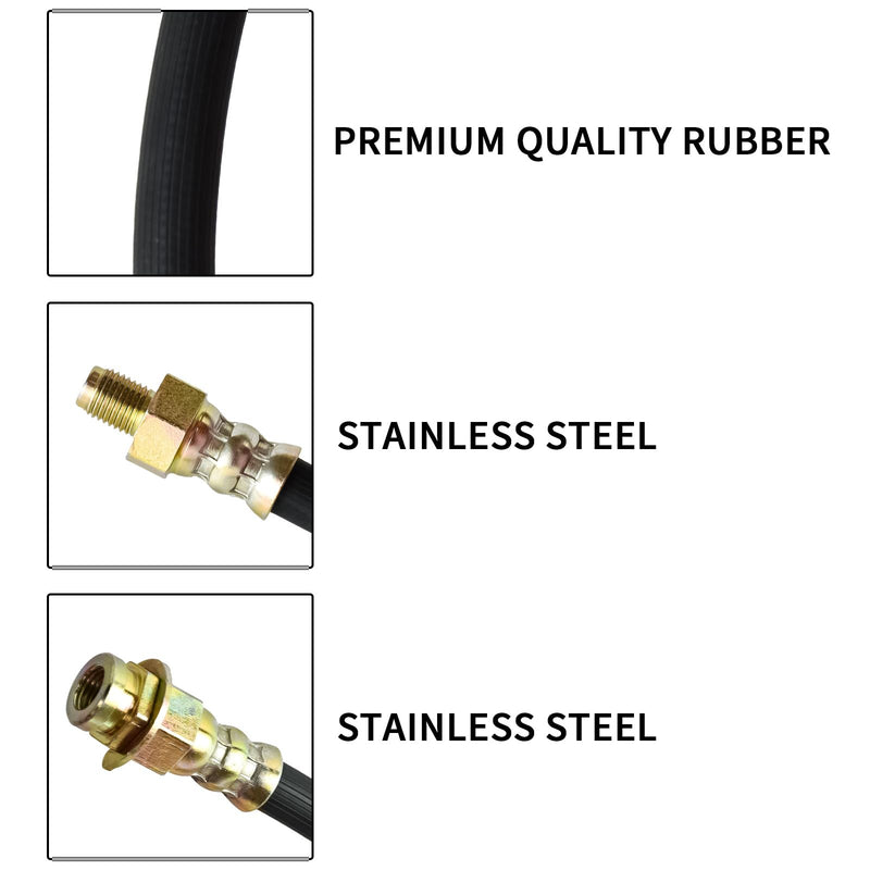 Premium 18-Inch Rubber Brake Hose - Flexible Brake Line, 3/8"-24 External Thread to 3/8"-24 Internal Thread, High Strength and Easy to Install Hydraulic Hose 18 Inch