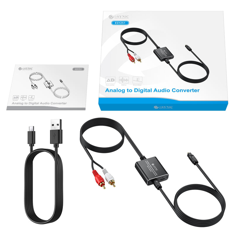  [AUSTRALIA] - eSynic Portable RCA to Optical Audio Converter [RCA Input to Optical Output -Not Bi-Directional]Aluminum Alloy Analog to Digital Audio Converter 2.1M/7ft [Only For PCM Audio]for CD Player to Soundbar Light-Weight