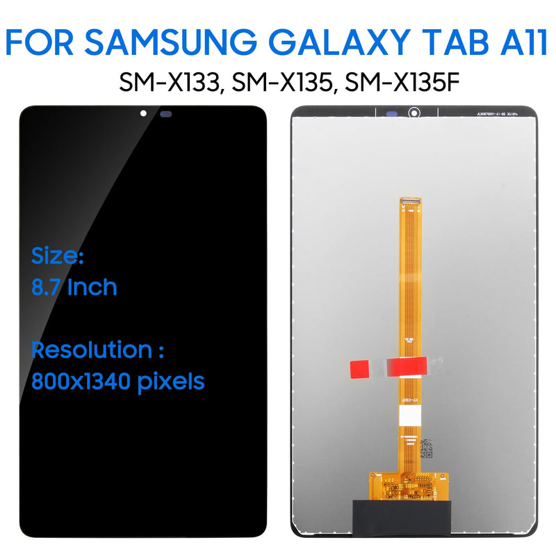 for Samsung Galaxy Tab A11 8.7" 2025 X130 X133 X135 SM-X133 SM-X135F LCD Display Touch Screen Digitizer Full Assembly Replacement with Tool Kit (NOT for Tab 11+ 11")