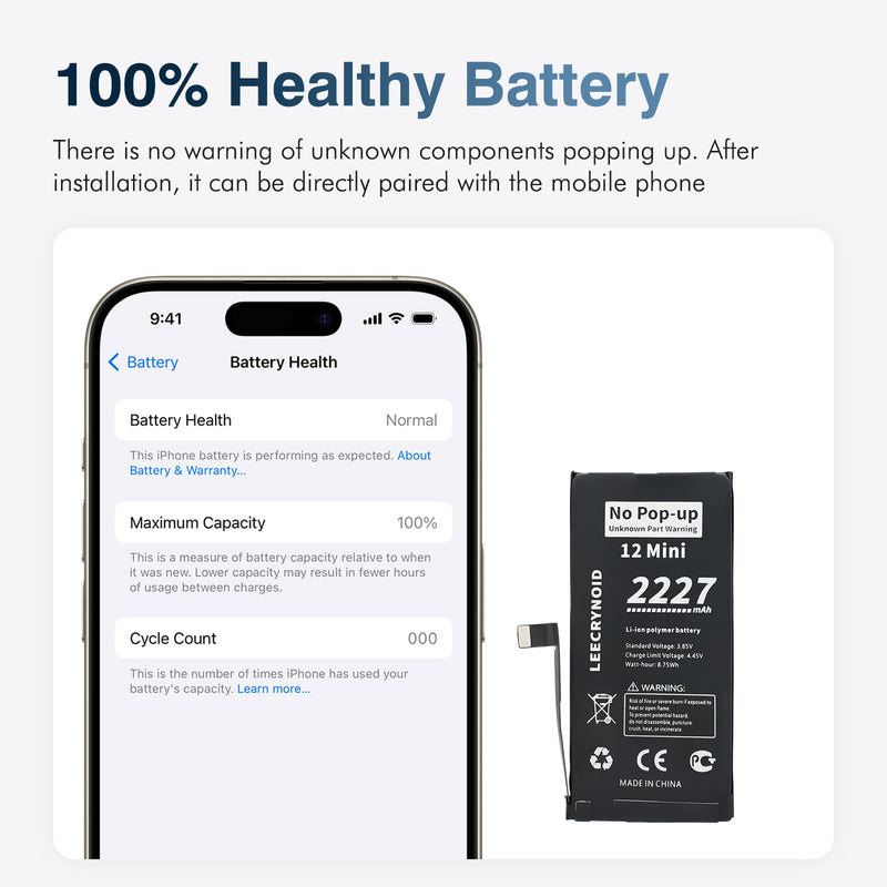 No Pop-up ‘Unknown Part’ Warning for iPhone 12 Mini Diagnostic Battery, Truthfully Rated 2227mAh Battery Replacement for iPhone 12 Mini with Full Tool Kit