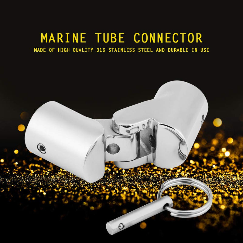 Acouto Boat Rail Stainless Steel Boat Railing Connector Fittings Folding Swivel Coupling Tube Pipe Connector Tube Hinge Tops for Boat Marine Yacht(25mm)