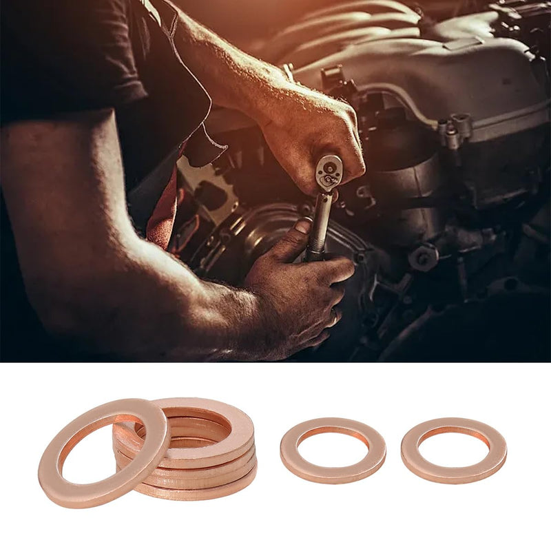 15PCS Oil Drain Plug Gasket, 14mm Copper Oil Crush Washer Compatible with OEM PN Part 007603-014106, Car Accessories for Oil Drain Plug Washer Gaskets Seals Replacement 15PCS
