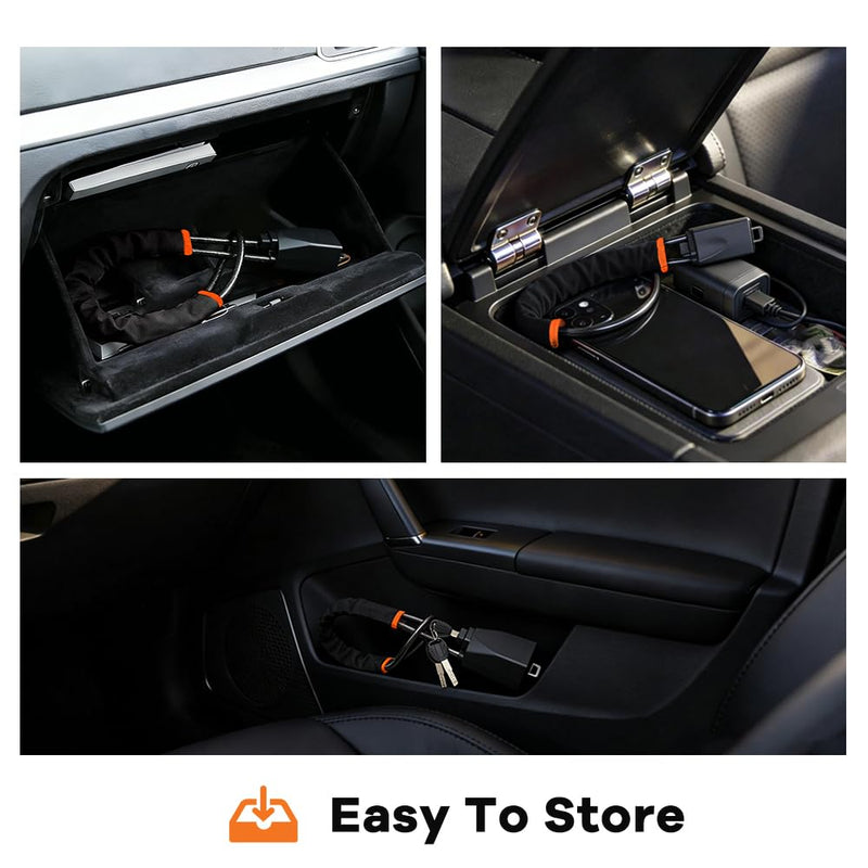 RASTP Car Steering Wheel Lock, Anti-Theft Device,Seat Belt Lock (Black) | Max 17 Inch Length, with 3 Keys Fits for Most Vehicles, SUVs, Golf Carts Black