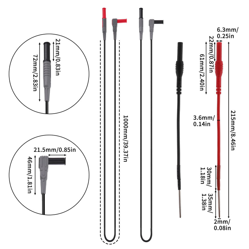 Flexible Spoon Back Probe, 4PCS Multimeter Leads Kit Silicon Flexible Test Back Probe Pins Test Wire Kit Power Probes Compatible with 4mm Banana Plug for Wire Piercing Car Repairing Electrical Testing 4