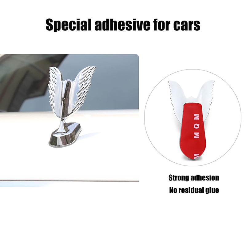 Angel Wings Hood Ornament,Car Chromed Metal Hood Ornament Electroplating,Front Hood Sticker, Car Decoration Accessories