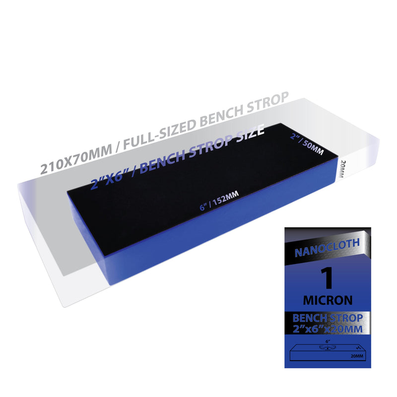Jende 1 Micron 2"x6" Nanocloth Knife Strop (unloaded)-3/4" thick Acrylic, Premium Strop for Diamond Emulsions Blue
