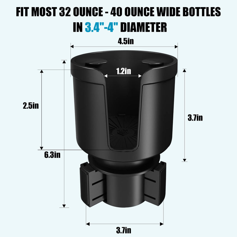Upgraded Car Cup Holder Expander Adapter with Offset Adjustable Base, Compatible with Yeti 14/24/36/46oz Ramblers, Hydro Flasks 32/40oz, Other Large Bottles Mugs in 3.5"-4.0", 1 Pack Large*1 Black