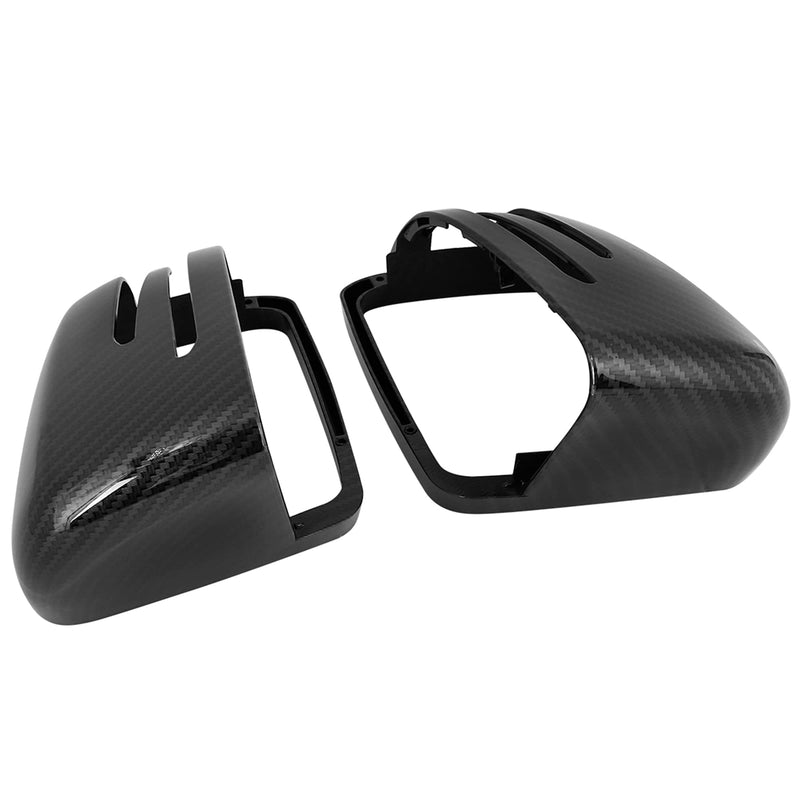 X AUTOHAUX Pair New Exterior Rear View Mirror Housing Door Wing Mirror Covering Cap Carbon Fiber Pattern for Mercedes Benz a B C E GLA Class W204 W212