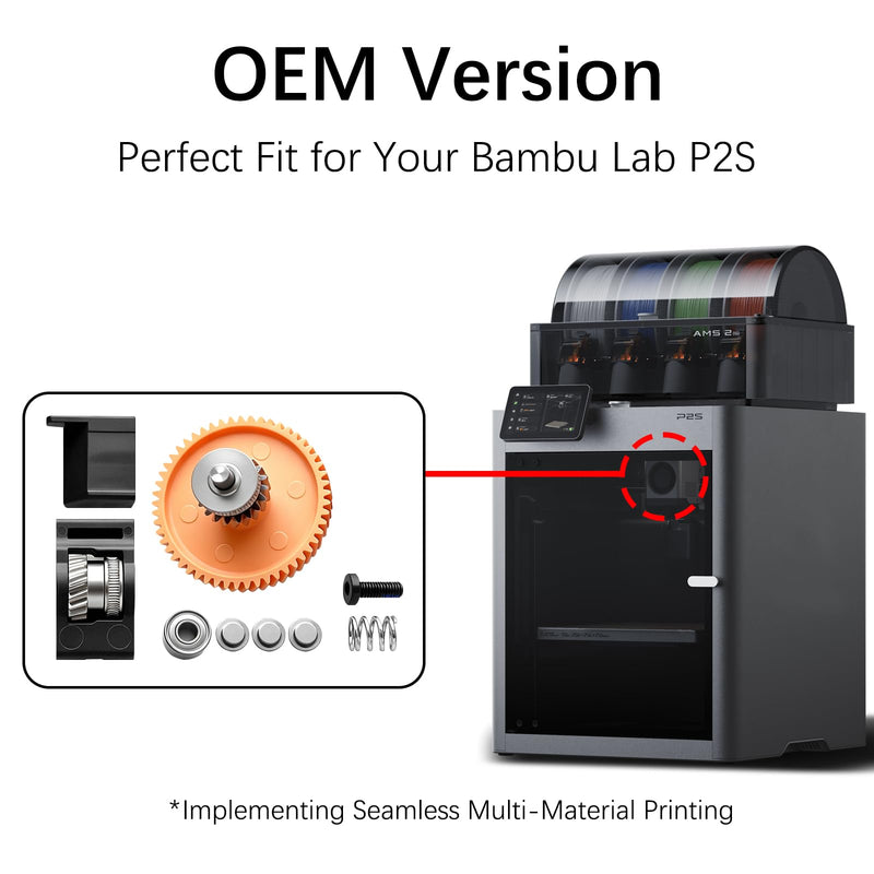 Original Bamboo P2S Extruder Gear Assembly,Precise Feeding & Wear Resistant,Sainless Steel Extruder Gear Kit for Bambu Lab P2S Extruder Drive Gear Assembly Original OEM P2S Accessories