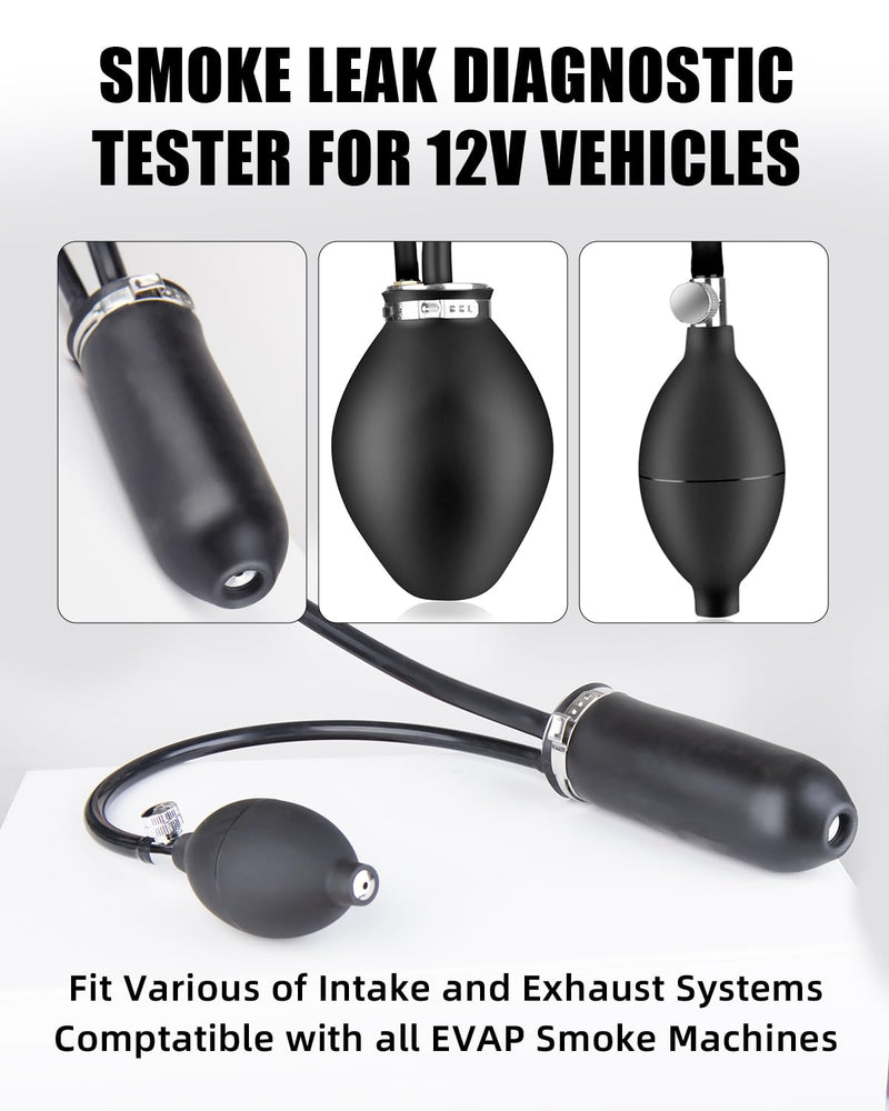 Inflatable Air Bladder for Smoke Machine Automotive, Universal Easy Intake Adapter for 12V Vehicle Pipes Fuel Leakage Detector Diagnositc Tester