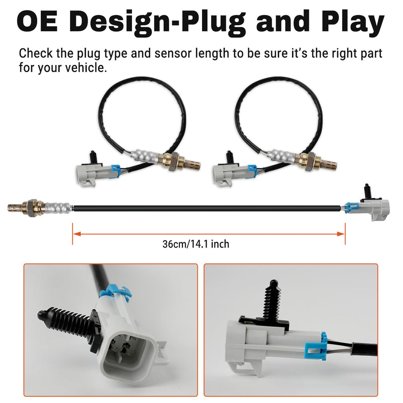 Set of 2 Oxygen Sensor Upstream Downstream O2 Sensor Compatible with 2003-2005 Chevy Silverado Suburban Avalanche 1500 Tahoe, GMC Yukon Yukon XL Sierra 1500, Cadillac Escalade 5.3L V8 Replace 234-4668