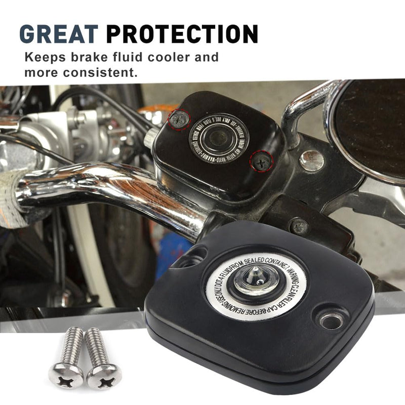 Three T Motorcycle Front Brake Master Cylinder Cover Fluid Reservoir Cap for Harley Big Twin Models 1996-Later, VRSC 2002-Later & Sportster 1996-2003, Black