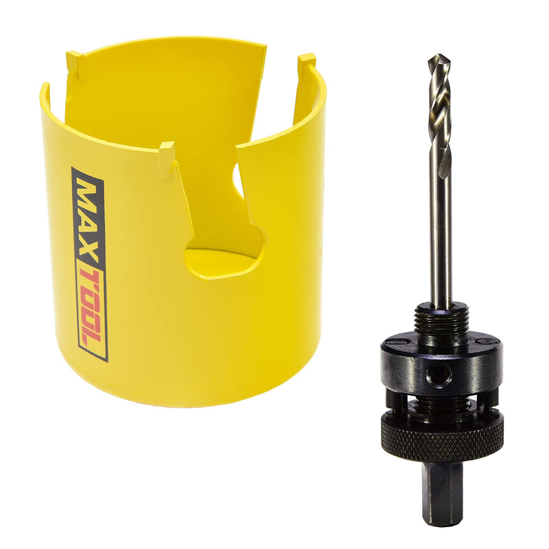 MaxTool 2-1/2" TCT Hole Saw 64mm Carbide Tip Holesaw 2.25" Deep with 5/8-18 Thread Arbor Pilot Drill 3-Piece for Tough Abrasive Material; CT00Y57R232A