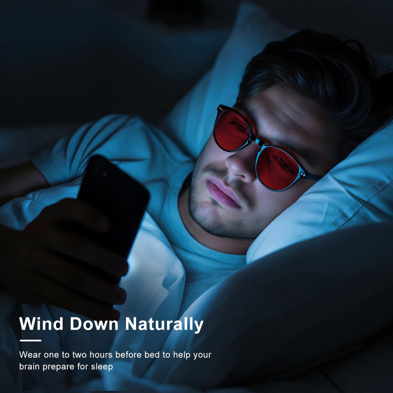 OKH Blue Light Blocking Glasses Amber and Red Lens for Women Men Computer Gaming Eye Strain Relief Sleep Aid Black/Red Lens