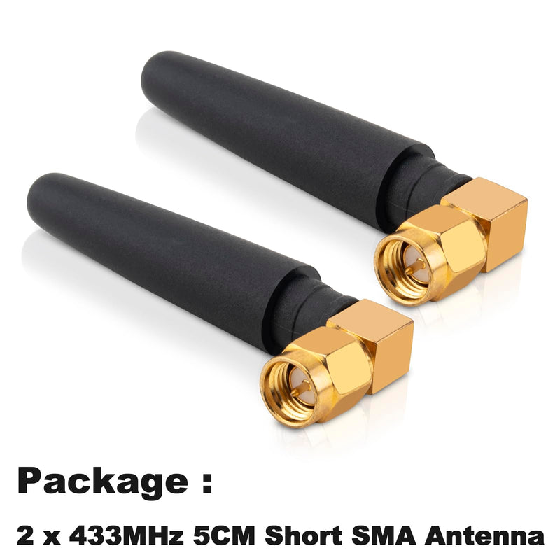 433Mhz Antenna SMA Male 3dBi Omnidirectional Thumb Antenna Short Range Mini Aerial for Ham Radio Signal Booster Wireless Repeater LoRa IoT Remote Walkie Smart Home Sensor (2 Pack)
