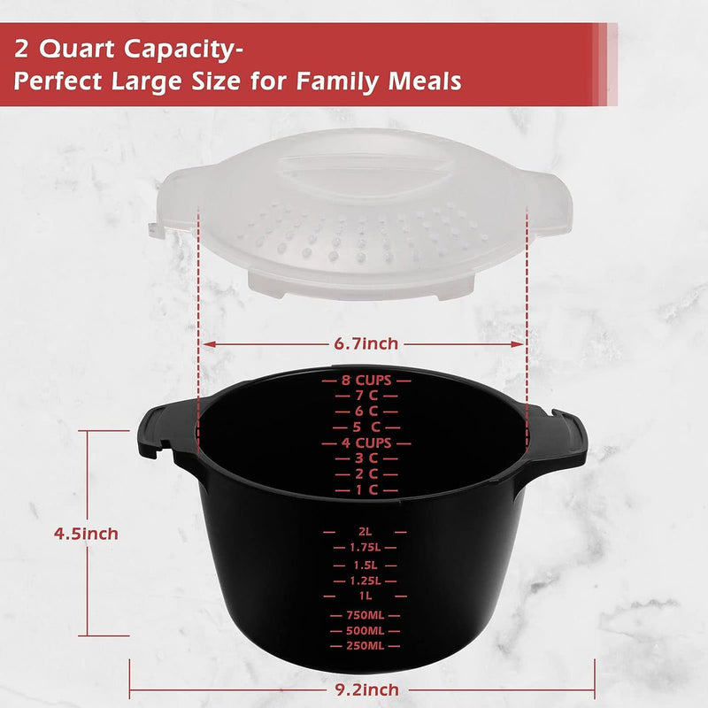 Pamperεd Chεf Large Micro Cookware 2 Quart, Pampered Bowls Chef, Microwave Steamer for Vegetables, Cooker for Microwave - BPA Free, Dishwasher Safe