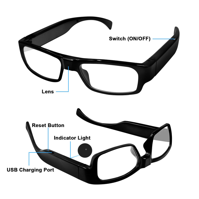 Glasses Camera Wearable Outdoor Sport Action Camera Glasses Video Glasses 1080P HD Recording Motorcycle Riding Portable Smart Glasses for Cycling, Training, Driving, Hiking, Hunting, Fishing