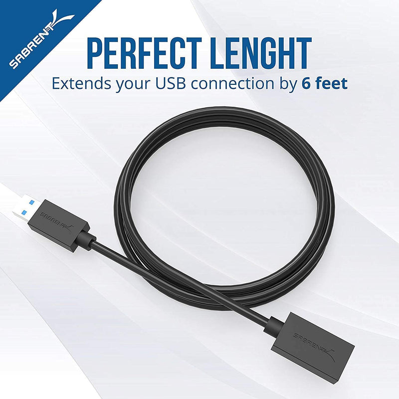 7 Port USB 3.0 Hub with Individual Power Switches and LEDs Includes 36W 12V/3A Power Adapter+USB 3.0 Extension Cable A Male to A Female [Black] 6 Feet