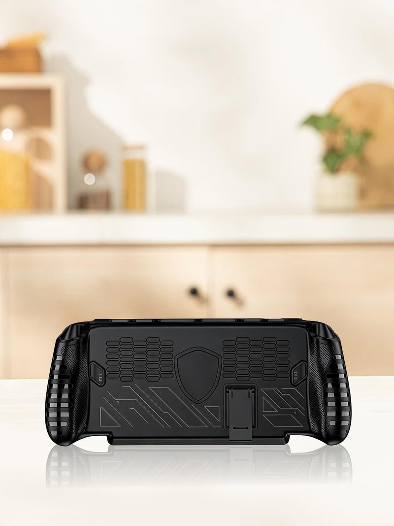 Fully Wrap TPU Soft Protective Case for MSI Claw 8 EX AI+ - Shockproof Protective Cover Compatible with MSI Claw 8 EX AI+ CG3EM Accessories,Stand Version.-Black