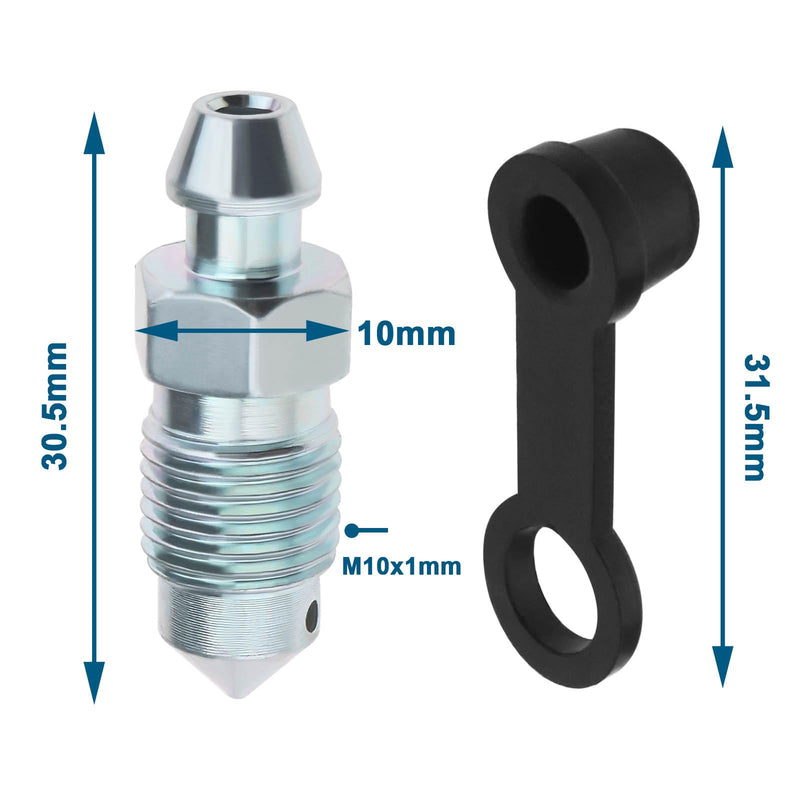 ECSiNG 4Pcs M10x1mm Bolt Bleed Screw with Dust Cap Disc Brake Caliper Exhaust Screw Galvanized Metal Bleed Screw Accessories for Motorcycles Cars Brake Pumps