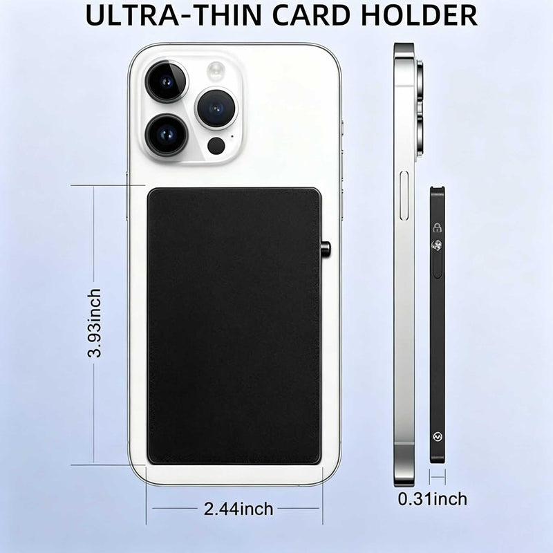 for Magsafe Wallet Quick Access to Bank/Credit Cards,Utra Thin Magnetic Card Holder Easy to Carry 3.93 * 2.44 * 0.31 Inches,Slim Metal Case for Phone,RFID Blocking,Minimalists (Black) Black