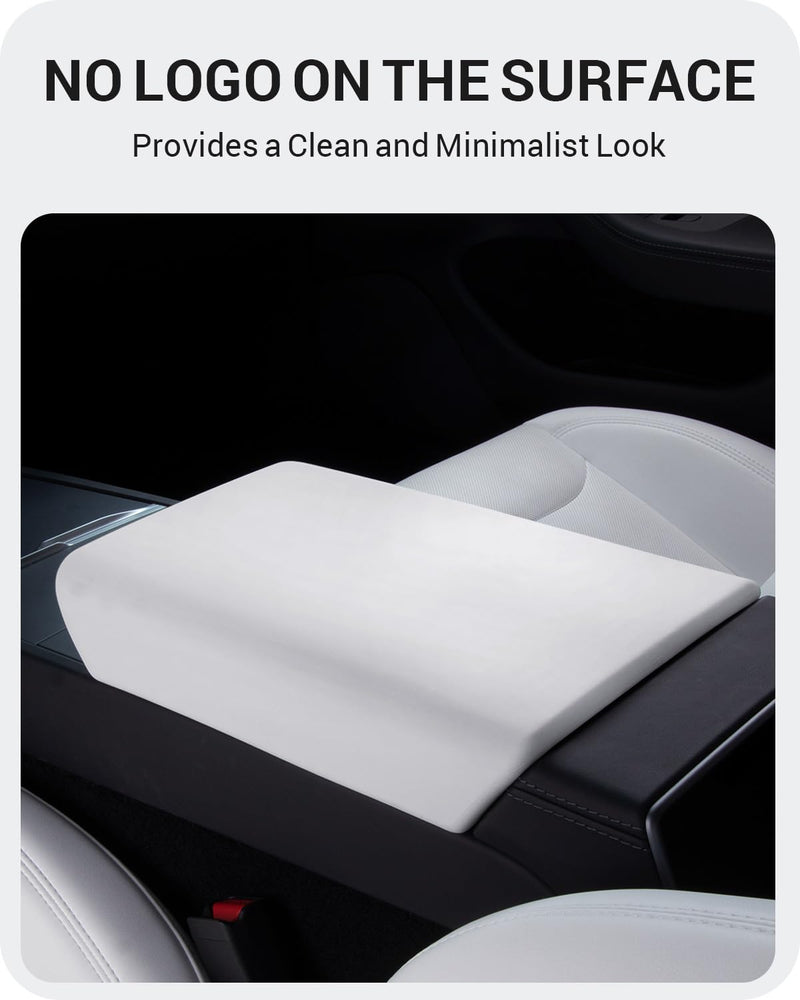 BASENOR Upgraded Center Console Cover for Tesla Model Y 2025 2026 Juniper 2024 2025 Tesla Model 3 Refresh Highland Non-Slip TPU Armrest Cover [No Logo] Arm Rest Protector Accessories White Model Y Juniper / 3 Highland White